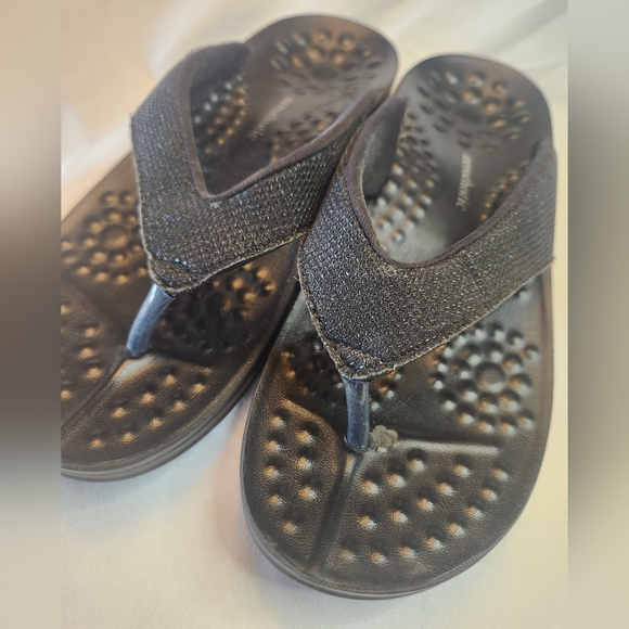 AREOTHOTIC Women's Sparkle Platform Sandals Black Size 7 - Picture 2 of 8